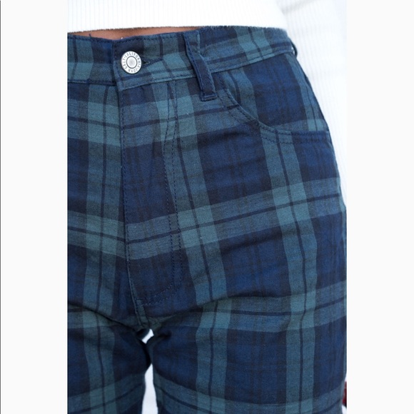 Brandy Melville Jane Pants - green / blue plaid - Picture 3 of 7